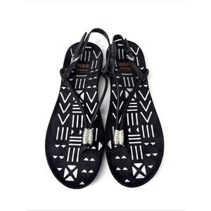 Dr. Andrew Weil Accomplish Thong Sandals Women's 8 Black Slip On Orthoheel